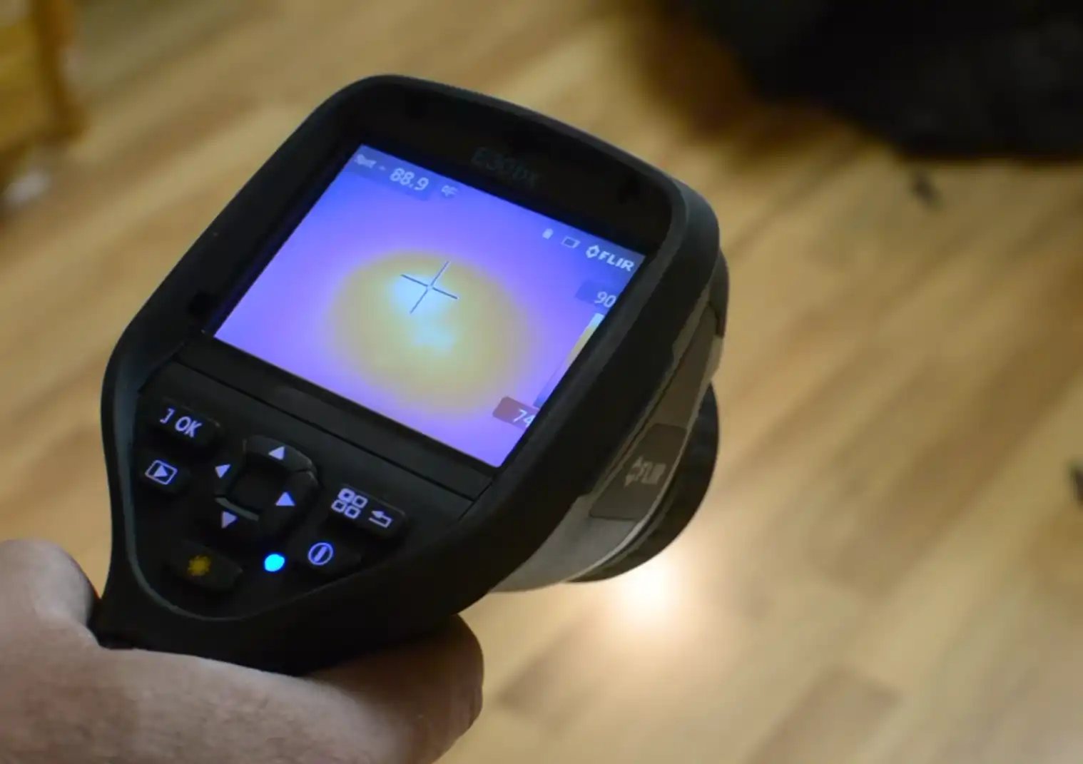 Thermal imaging camera used for non-invasive slab leak detection